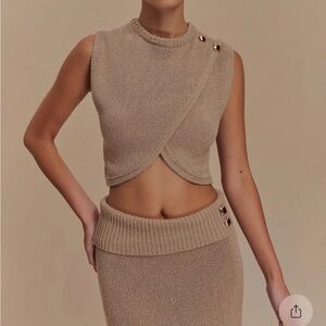 Tan Knit Crop Top (Sloane)